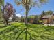 Beautiful backyard showcasing a large tree, brick patio, and well-maintained lawn at 4000 S Dahlia St, Cherry Hills Village, CO 80113