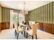 Elegant dining room featuring unique wallpaper, stylish lighting, and a classic dining set at 4000 S Dahlia St, Cherry Hills Village, CO 80113