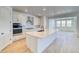 Modern kitchen featuring white cabinetry, a center island, and stainless steel appliances at 39555 Gwinett Cir, Elizabeth, CO 80107