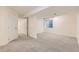 Open basement area featuring carpeted flooring, a window, and paneled doors at 2163 S Grant St, Denver, CO 80210