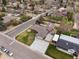 Aerial view showcasing a home with a pool and backyard oasis in a residential neighborhood at 2698 E Cresthill Ave, Centennial, CO 80121