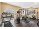 Finished basement exercise room complete with a treadmill, weights, and weight training equipment at 931 Forest View Rd, Monument, CO 80132