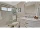 Updated bathroom showcasing a glass-enclosed shower and a vanity with marble countertop at 280 Jupiter Dr, Lone Tree, CO 80124