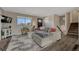 Bright living room featuring a plush rug, hardwood floors, large windows, and comfortable seating at 280 Jupiter Dr, Lone Tree, CO 80124