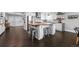 Modern kitchen featuring stainless steel appliances, a large island with seating, and sleek, white cabinetry at 2385 S Marion St, Denver, CO 80210