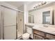 Bathroom featuring a shower and a single sink vanity with good lighting at 18073 E Ohio Ave # 203, Aurora, CO 80017
