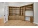 Built-in shelves and wood desk in corner library at 25220 Montane Dr, Golden, CO 80401