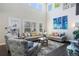 Bright living room with high ceilings, large windows, and stylish furnishings at 20234 E Lake Cir, Centennial, CO 80016