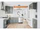 Modern kitchen with gray cabinets, stainless steel appliances and white countertops at 1838 Race St, Denver, CO 80206