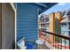 Balcony with seating, offering views of the community's architecture and surroundings at 100 S Park Ave # E312, Breckenridge, CO 80424