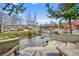 Inviting creek view featuring a charming bridge and comfortable seating, ideal for relaxation at 100 S Park Ave # E312, Breckenridge, CO 80424