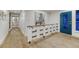 Hallway with hardwood floors and modern railing at 5795 Oak Creek Ln, Greenwood Village, CO 80121