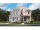 A modern two-story home with a combination of stone and siding, enhanced by well-placed windows and a neatly landscaped front yard at 6642 N Nepal Ct, Aurora, CO 80019