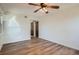 Bedroom with hardwood flooring and ceiling fan at 4866 S Dudley St # 2, Littleton, CO 80123