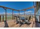 Outdoor deck area with a table and seating perfect for relaxing and dining outside at 55610 E 40Th Ave, Strasburg, CO 80136