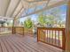 Inviting covered front porch featuring wood decking and railing with great neighborhood views at 1987 S Downing St, Denver, CO 80210