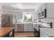 Modern kitchen with stainless steel appliances, white countertops and cabinetry at 4808 S Ward Way, Morrison, CO 80465