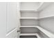 A walk-in pantry features bright white walls, corner shelving, and ample storage for any homeowner at 1281 Loraine N Cir, Lafayette, CO 80026