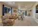 Basement living room with comfy seating, large windows and a sliding glass door at 1166 Belgian Trl, Elizabeth, CO 80107
