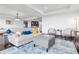 Open-concept living room featuring comfortable seating and view to kitchen at 1900 E Girard Pl # 505, Englewood, CO 80113