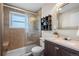Bathroom features a glass shower, vanity with sink, and updated fixtures at 2399 E 99Th Way, Thornton, CO 80229