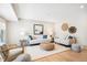 Bright living room with hardwood floors, neutral decor, and cozy seating arrangement perfect for relaxation at 1354 S Wright St, Lakewood, CO 80228