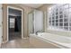 Bathroom with a large bathtub and a block window at 5885 Cheetah Cv, Lone Tree, CO 80124