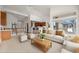 Bright and airy living room featuring high ceilings, a ceiling fan, and a large window at 5322 Shetland Ct, Highlands Ranch, CO 80130