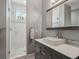 Modern bathroom with a glass shower, vanity with vessel sink, and contemporary fixtures at 2508 S Pennsylvania St, Denver, CO 80210