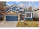 Beautiful two-story home with stone siding and a manicured lawn, perfect for families and entertaining guests at 16200 Quarry Hill Dr, Parker, CO 80134