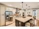 Modern kitchen with a large island, stainless steel appliances, and stylish pendant lighting at 1916 S Elati St, Denver, CO 80223