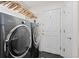 Functional laundry room with modern washer and dryer units and ample space at 1011 S Valentia St # 121, Denver, CO 80247