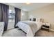 Inviting bedroom showcasing neutral decor, a cozy quilt, and large windows at 4455 Tejon St, Denver, CO 80211