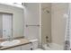 Bathroom with shower, toilet, vanity, and clean design at 13456 Via Varra # 406, Broomfield, CO 80020