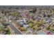 Overhead shot of a suburban neighborhood featuring well-maintained houses and green spaces at 4507 W 2Nd Ave, Denver, CO 80219
