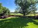 Expansive backyard with lush green grass, bordered by a wood fence and mature trees at 8296 S Reed St, Littleton, CO 80128