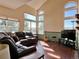 Spacious living room boasts large windows providing ample natural light and vaulted ceilings at 8296 S Reed St, Littleton, CO 80128