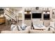 Open basement featuring a staircase, bar area, television, and casual seating at 6072 Chester St, Denver, CO 80238