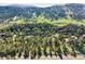Scenic aerial view of sprawling acreage, lush green meadows, and a mix of dense forest, featuring beautiful mountain views at 9041 Eastridge Rd, Golden, CO 80403