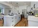 Modern kitchen with white cabinets, island, and stainless steel appliances at 5601 E Iowa Ave, Denver, CO 80224