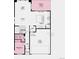 Floorplan showing the layout of the first floor, including the kitchen, living room, and garage at 17719 Prairie Peak Trl, Parker, CO 80134