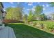 Spacious backyard with a lush green lawn and well-maintained landscaping and privacy fence at 10155 Riverstone Dr, Parker, CO 80134