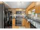 Modern kitchen with stainless steel appliances, dark countertops, and sleek cabinetry at 2910 S Racine St, Aurora, CO 80014