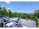 Outdoor deck featuring seating and mountain views at 6565 Marshmerry Ln, Evergreen, CO 80439