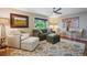 Relaxing living room with plush seating, natural light, and a decorative area rug at 6565 Marshmerry Ln, Evergreen, CO 80439