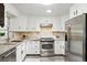 A modern kitchen features stainless steel appliances, white cabinets, and bright lighting for a functional cooking space at 470 S Queen St, Lakewood, CO 80226