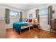 Well-lit bedroom with hardwood floors, bright walls, and two windows at 6919 S Valentia St, Centennial, CO 80112