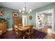 Elegant dining room with a classic chandelier, wooden table and chairs, and traditional rug at 836 E 17Th Ave # 2B, Denver, CO 80218