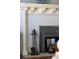 Close up of fireplace featuring decoratively carved mantel, tiled hearth, and vintage andirons at 836 E 17Th Ave # 2B, Denver, CO 80218