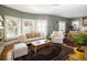 Bright living room featuring hardwood floors, neutral furniture, and large windows with plantation shutters at 836 E 17Th Ave # 2B, Denver, CO 80218